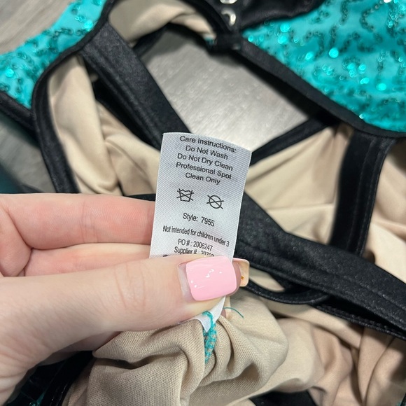 Weissman Teal Sequin Feather Dance Costume - Picture 5 of 6